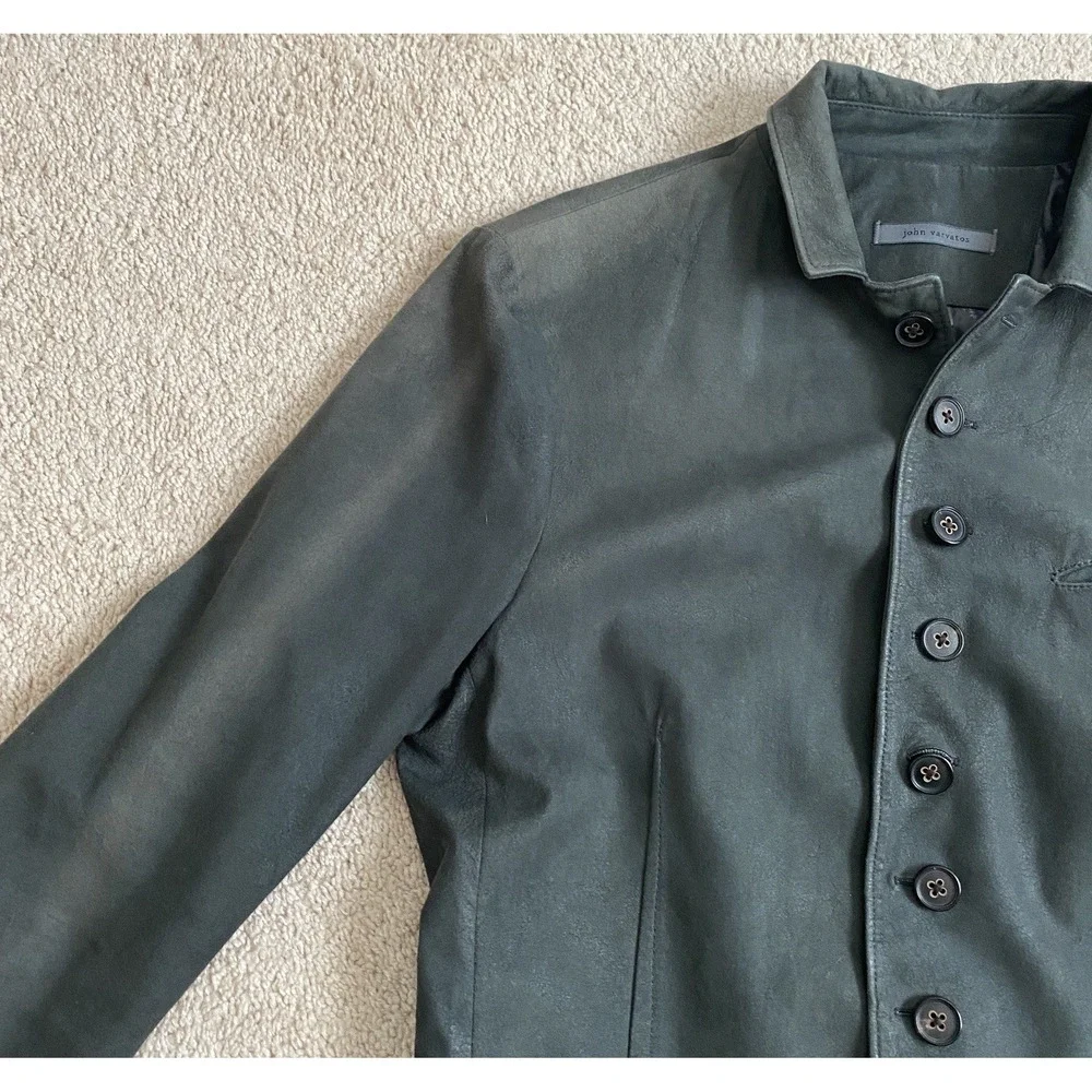John Varvatos Cutaway Goat Suede Sport Jacket Coat Charcoal Gray Men's‎ Size 48